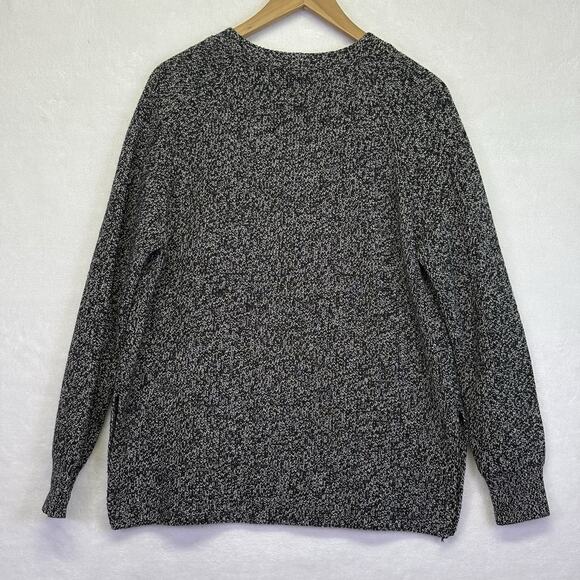 Athleta Switchback Wool Chunky Knit Oversized V-Neck Sweater Size S Black/Gray - Picture 4 of 9